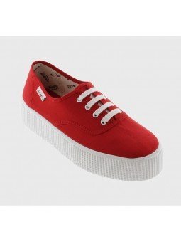 Comprar Online Zapatillas Victoria con plataforma, de algodón orgánico y con cordón, modelo 116100, color rojo