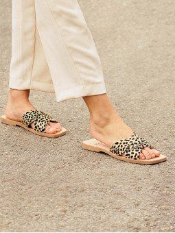 sandalia plana pala cruzada lulu ria menorca, 40418, animal print leopardo guepardo, piel, punta cuadrada, vista portada