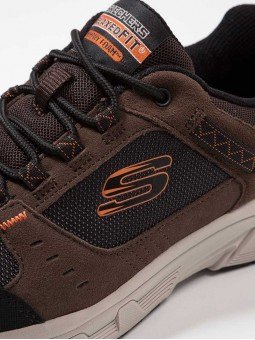 Zapato Skechers Montaña Outdoor relaxed Fit Oak Canyon, modelo  51893 chbk, marrón, vista detalle.